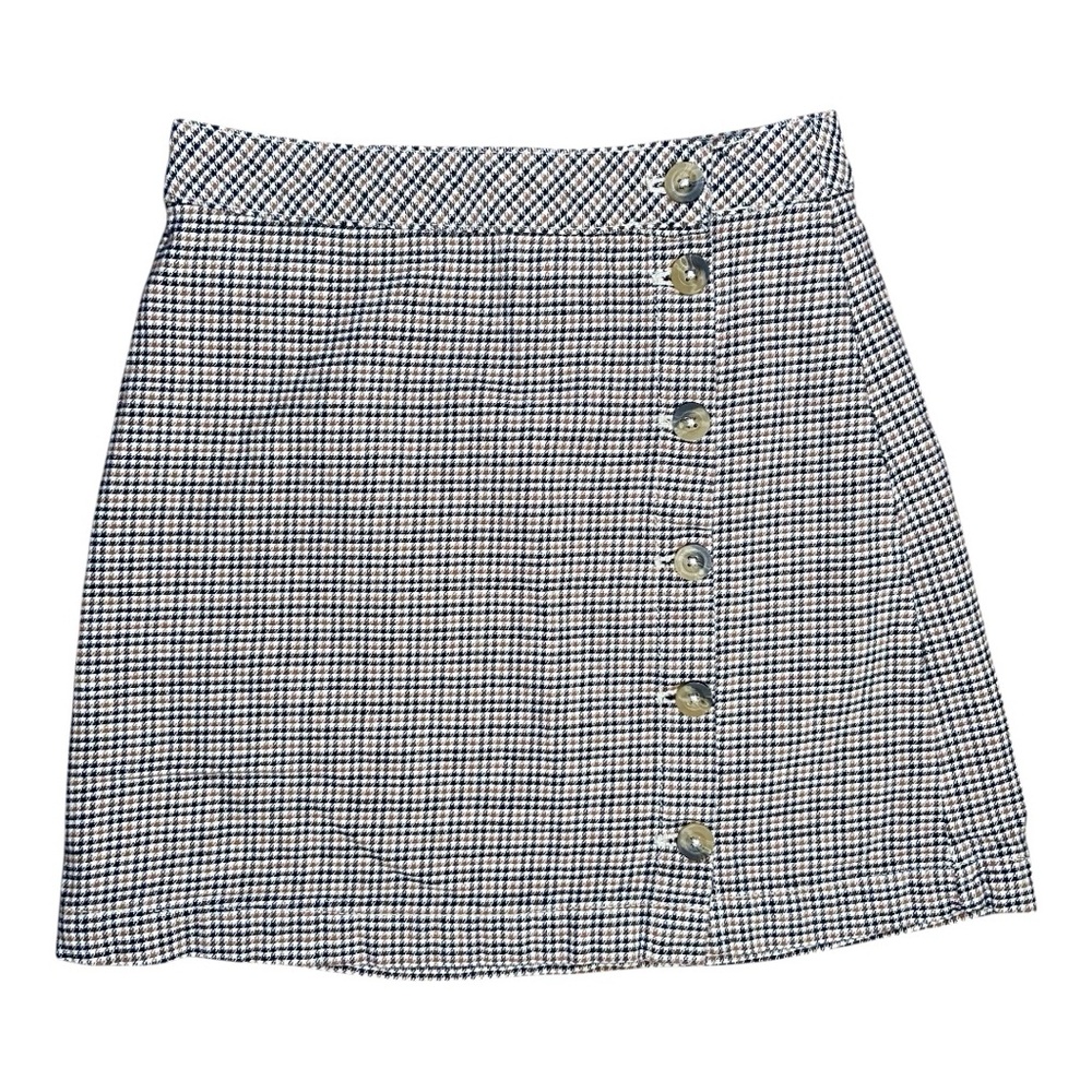 H&M Black and White Gingham Mini Side Button Skirt